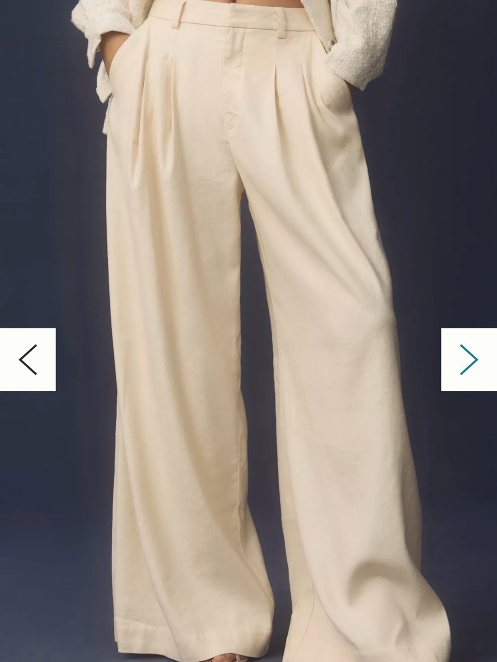 Maeve Avery Linen Pleated Wide Leg Pants Cream 2P Petite